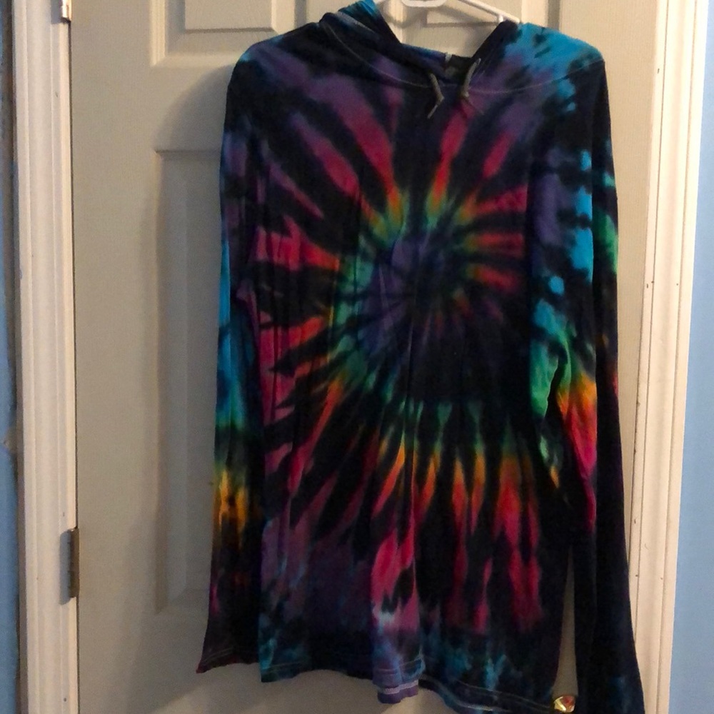 Tie dye long sleeve t shirt hoodie